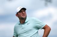 Scottie Scheffler looks on from the fourth green during the final round of the Travelers Championship